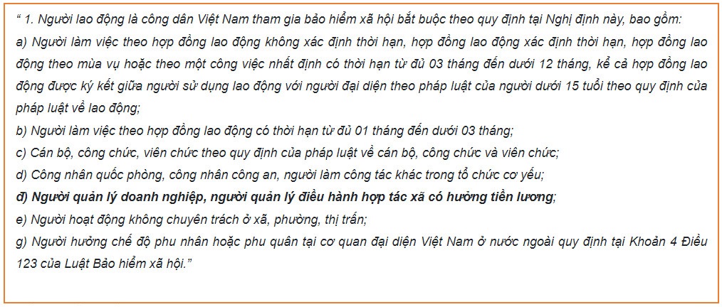 đóng bảo hiểm xã hội cho giám đốc công ty TNHH